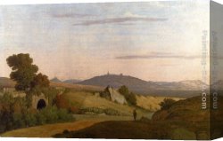 Ponte Canvas Paintings - View From Ponte Loreto, An Antique Bridge Near Nettuno by Thomas Jones