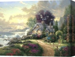 Day) Canvas Paintings - A New Day Dawning by Thomas Kinkade