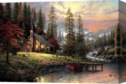 Thomas Gainsborough Canvas Paintings - A Peaceful Retreat by Thomas Kinkade