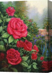 Red Circles II Canvas Paintings - A Perfect Red Rose by Thomas Kinkade