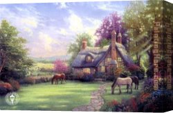 Day) Canvas Paintings - a perfect summer day by Thomas Kinkade
