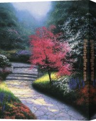 Sunny Afternoon on The Canal Canvas Paintings - Afternoon Light Dogwood by Thomas Kinkade