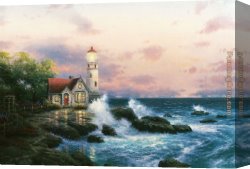 Lighthouse Canvas Paintings - Beacon of hope by Thomas Kinkade