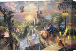 A Russian Beauty Canvas Paintings - Beauty and the Beast Falling in Love by Thomas Kinkade
