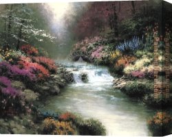Water-mill Canvas Paintings - Besides Still Waters by Thomas Kinkade