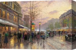 Evening on a Parisian Boulevard Canvas Paintings - BOULEVARD OF LIGHTS PARIS by Thomas Kinkade