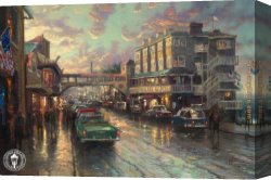 The Return of The Fleet at Sunset Canvas Paintings - Cannery Row Sunset by Thomas Kinkade
