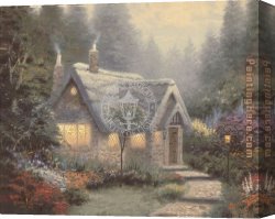 Gingerbread Cottage Canvas Paintings - Cedar Nook Cottage by Thomas Kinkade