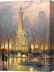 Water-mill Canvas Paintings - Chicago Water Tower by Thomas Kinkade