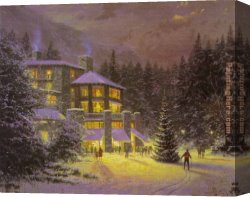 Christmas Canvas Paintings - CHRISTMAS AT THE AHWAHNEE by Thomas Kinkade