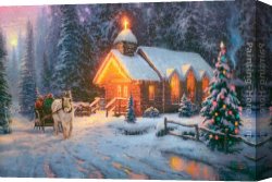 Christmas Canvas Paintings - Christmas Chapel I by Thomas Kinkade