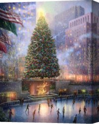 Christmas Canvas Paintings - Christmas in New York by Thomas Kinkade
