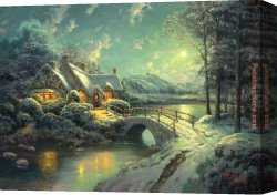 Christmas Canvas Paintings - Christmas Moonlight by Thomas Kinkade