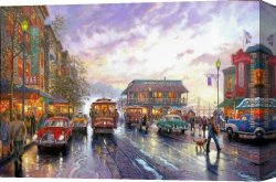 A Bay Hunter with Two Spaniels Canvas Paintings - City by the Bay by Thomas Kinkade