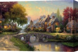 Bonaparte at The Bridge of Arcole Canvas Paintings - Cobblestone Bridge by Thomas Kinkade