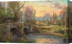 Evening on a Parisian Boulevard Canvas Paintings - Cobblestone Evening by Thomas Kinkade