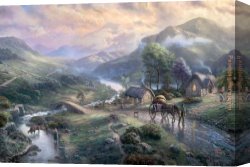 The Danube Valley Near Regensburg Canvas Paintings - Emerald valley by Thomas Kinkade
