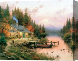 Day) Canvas Paintings - End of a Perfect Day by Thomas Kinkade