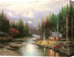 Day) Canvas Paintings - End Of A Perfect Day II by Thomas Kinkade