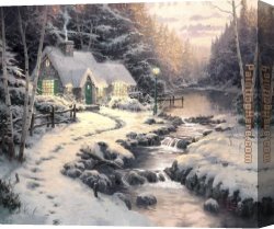 Evening on a Parisian Boulevard Canvas Paintings - Evening Glow by Thomas Kinkade