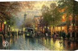 Evening on a Parisian Boulevard Canvas Paintings - Evening on the Avenue by Thomas Kinkade