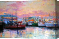 Valencian Fisherman Canvas Paintings - Fisherman's Wharf by Thomas Kinkade