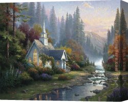 Tropical Forest with Monkeys Canvas Paintings - Forest Chapel by Thomas Kinkade
