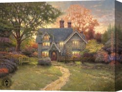 Gingerbread Cottage Canvas Paintings - Gingerbread Cottage by Thomas Kinkade