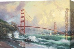 Kinkade Canvas Paintings - Golden Gate Bridge San Francisco by Thomas Kinkade