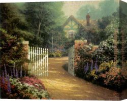 Gingerbread Cottage Canvas Paintings - Hidden Cottage by Thomas Kinkade