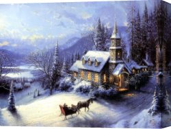 Thomas Gainsborough Canvas Paintings - Home For Christmas by Thomas Kinkade