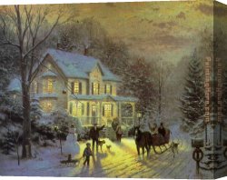 Home Canvas Paintings - HOME FOR THE HOLIDAYS by Thomas Kinkade