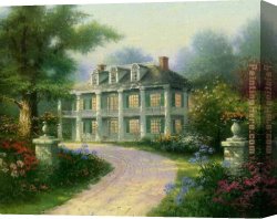 House with Scaffolding Canvas Paintings - Homestead House by Thomas Kinkade