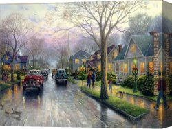 Christmas Canvas Paintings - Hometown Christmas by Thomas Kinkade