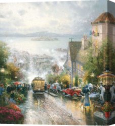 Street of Dreams Canvas Paintings - HYDE STREET AND THE BAY SAN FRANCISCO by Thomas Kinkade