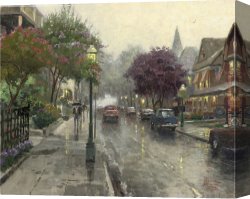Michael Jackson Moonwalk Canvas Paintings - Jackson Street, Cape May by Thomas Kinkade