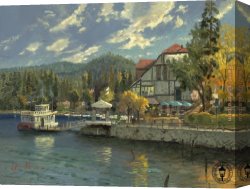 Mediterranean Canvas Paintings - lake arrowhead by Thomas Kinkade