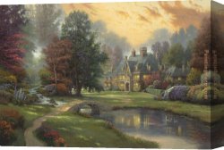 Thomas Gainsborough Canvas Paintings - Lakeside Manor by Thomas Kinkade