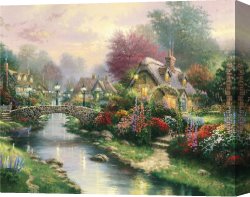 Bonaparte at The Bridge of Arcole Canvas Paintings - Lamplight bridge by Thomas Kinkade