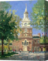 Liberty Canvas Paintings - Liberty Plaza Philadelphia by Thomas Kinkade