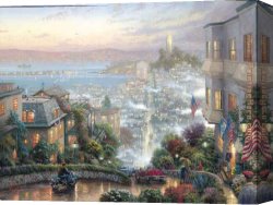 Street of Dreams Canvas Paintings - Lombard Street by Thomas Kinkade