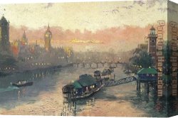 London Canvas Paintings - London At Sunset by Thomas Kinkade