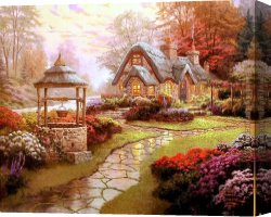 Gingerbread Cottage Canvas Paintings - Make a Wish Cottage 2 by Thomas Kinkade