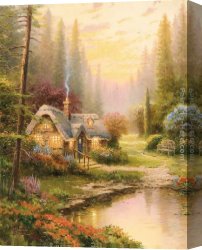 Gingerbread Cottage Canvas Paintings - Meadowood Cottage by Thomas Kinkade