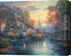 Gingerbread Cottage Canvas Paintings - Nanette's Cottage by Thomas Kinkade