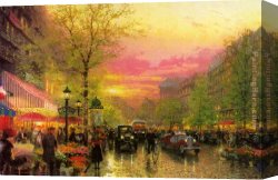 April in Paris Canvas Paintings - Paris City of Lights by Thomas Kinkade