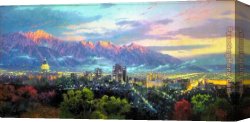 Lake Canvas Paintings - Salt Lake, City of Lights by Thomas Kinkade