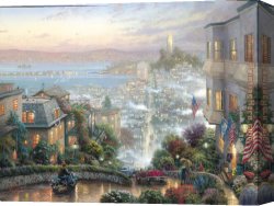 Street of Dreams Canvas Paintings - San Francisco Lombard Street by Thomas Kinkade