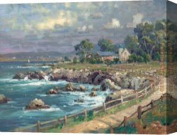 Village Canvas Paintings - Seaside Village by Thomas Kinkade
