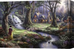 Thomas Gainsborough Canvas Paintings - Snow White discovers the cottage by Thomas Kinkade
